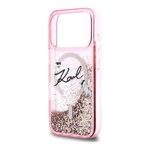 iPhone 17 Pro KARL LAGERFELD LIQUID GLITTER KARL SCRIPT LOGO szilikon telefonvédő csillogó, MagSafe, RÓZSASZÍN