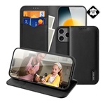 iPhone 17 Pro Max DUX DUCIS HIVO tok álló, valódi bőr FLIP, RFID, FEKETE