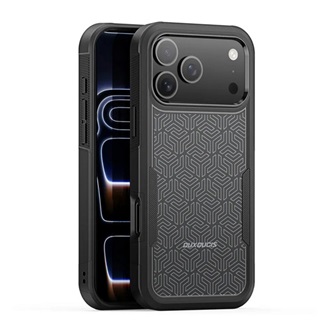 iPhone 17 Pro Max DUX DUCIS SHLD defender szilikon telefonvédő erős ütésállóság, geometrikus minta, FEKETE