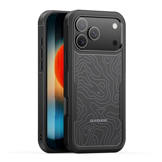 iPhone 17 Pro Max DUX DUCIS SHLD defender szilikon telefonvédő erős ütésállóság, terep minta, FEKETE