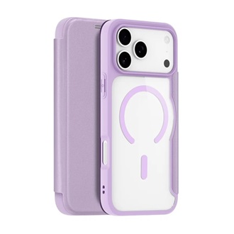 iPhone 17 Pro Max DUX DUCIS SKIN X PRO tok álló, bőr hatású FLIP, MagSafe, LILA