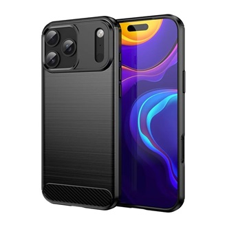 iPhone 17 Pro Max GIGAPACK Szilikon telefonvédő ütésállóság, karbon minta, FEKETE