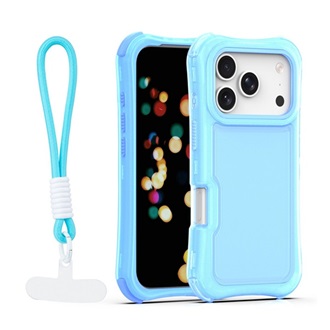 iPhone 17 Pro Max GIGAPACK Szilikon telefonvédő ütésállóság, műanyag hátlap + kézpánt, VILÁGOSKÉK