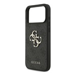 iPhone 17 Pro Max GUESS 4G BIG LOGO szilikon telefonvédő ütésállóság, bőr hatású hátlap, FEKETE