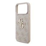 iPhone 17 Pro Max GUESS 4G BIG LOGO szilikon telefonvédő ütésállóság, bőr hatású hátlap, RÓZSASZÍN