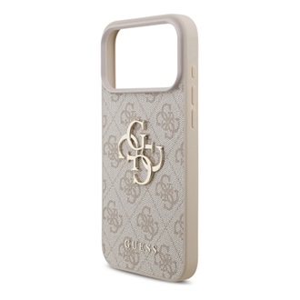 iPhone 17 Pro Max GUESS 4G BIG LOGO szilikon telefonvédő ütésállóság, bőr hatású hátlap, RÓZSASZÍN