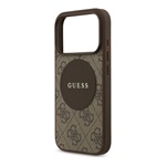 iPhone 17 Pro Max GUESS 4G CIRCLE CLASSIC LOGO szilikon telefonvédő ütésállóság, MagSafe, SÖTÉTBARNA