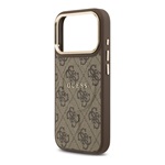 iPhone 17 Pro Max GUESS 4G CLASSIC LOGO szilikon telefonvédő ütésállóság, bőr hatású hátlap, SÖTÉTBARNA