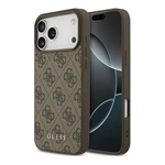 iPhone 17 Pro Max GUESS 4G CLASSIC szilikon telefonvédő ütésállóság, ECO bőr hatású hátlap, SÖTÉTBARNA