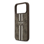 iPhone 17 Pro Max GUESS 4G PRINTED STRIPES szilikon telefonvédő ütésállóság, MagSafe, SÖTÉTBARNA