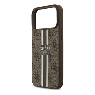 iPhone 17 Pro Max GUESS 4G PRINTED STRIPES szilikon telefonvédő ütésállóság, MagSafe, SÖTÉTBARNA