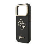 iPhone 17 Pro Max GUESS GRAINED BIG 4G & STAND CAMERA szilikon telefonvédő műanyag hátlap, kitámasztó, FEKETE