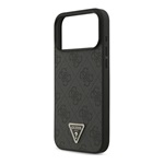 iPhone 17 Pro Max GUESS LEATHER 4G TRIANGLE STRASS MAGSAFE szilikon telefonvédő bőr hatású hátlap, MagSafe, FEKETE