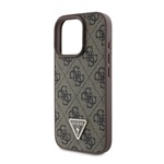 iPhone 17 Pro Max GUESS PU 4G STRASS TRIANGLE METAL LOGO műanyag telefonvédő ütésállóság, bőr hatású hátlap, BARNA