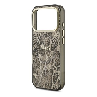 iPhone 17 Pro Max GUESS PYTHON PATTERN MAGSAFE szilikon telefonvédő műanyag hátlap, leopárd minta, VILÁGOSBARNA