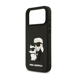 iPhone 17 Pro Max KARL LAGERFELD 3D RUBBER KARL AND CHOUPETTE szilikon telefonvédő ütésállóság, 3D, FEKETE