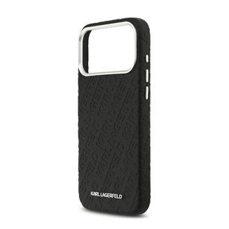 iPhone 17 Pro Max KARL LAGERFELD GRAINED PU REPEATED LOGO szilikon telefonvédő ütésállóság, MagSafe, FEKETE