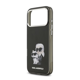 iPhone 17 Pro Max KARL LAGERFELD IML AQUARELLE KARL AND CHOUPETTE szilikon telefonvédő ütésállóság, kameravédő, FEKETE