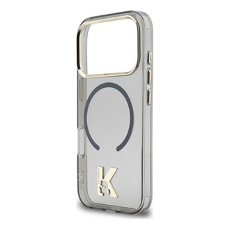 iPhone 17 Pro Max KARL LAGERFELD IML GLITTER K HEAD LOGO szilikon telefonvédő ütésállóság, MagSafe, FEKETE