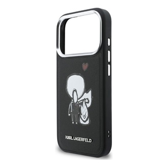 iPhone 17 Pro Max KARL LAGERFELD KARL & CHOUPETTE BACK LOGO szilikon telefonvédő ütésállóság, MagSafe, FEKETE