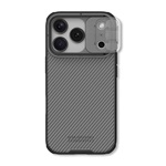 iPhone 17 Pro Max NILLKIN CAMSHIELD PRO szilikon telefonvédő ütésállóság, csíkos, ÁTLÁTSZÓ/FEKETE