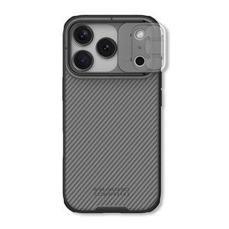 iPhone 17 Pro Max NILLKIN CAMSHIELD PRO szilikon telefonvédő ütésállóság, csíkos, ÁTLÁTSZÓ/FEKETE