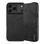 iPhone 17 Pro Max NILLKIN QIN PRO tok álló, bőr hatású FLIP, kameravédő, FEKETE