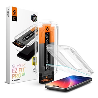 iPhone 17 Pro Max SPIGEN GLASS TR EZ FIT PRO HD képernyővédő üveg 2.5D, 9H + segédkeret, ÁTLÁTSZÓ