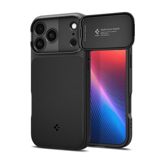 iPhone 17 Pro Max SPIGEN OPTIK ARMOR MAG szilikon telefonvédő kameravédő, MagSafe, FEKETE