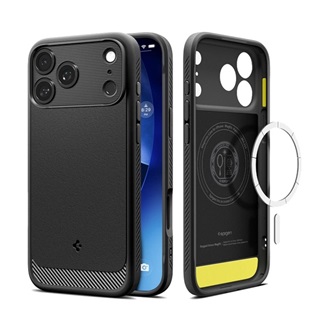 iPhone 17 Pro Max SPIGEN RUGGED ARMOR szilikon telefonvédő ütésállóság, MagSafe, FEKETE