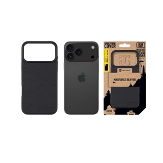 iPhone 17 Pro Max TACTICAL MAGFORCE BEAVER szilikon telefonvédő mikrofiber plüss belső, topográfiai minta, FEKETE