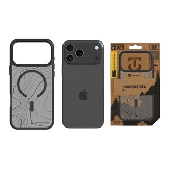 iPhone 17 Pro Max TACTICAL MAGFORCE HYPERSTEALTH SIKA szilikon telefonvédő ütésállóság, topográfiai minta, FEKETE