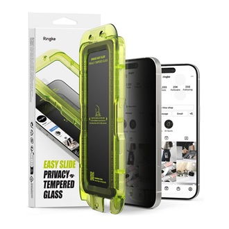 iPhone 17 Pro RINGKE EASY SLIDE PRIVACY képernyővédő üveg 2db 2.5D, betekintés védelem + segédkeret, FEKETE