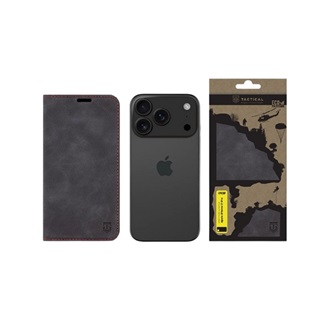 iPhone 17 Pro TACTICAL XPROOF tok álló, bőr hatású FLIP, prémium, FEKETE