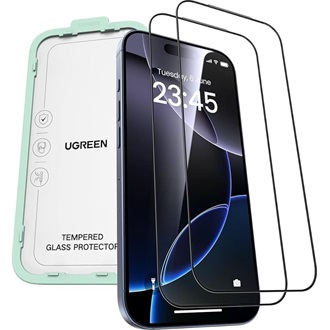 iPhone 17 Pro UGREEN SP1146 képernyővédő üveg 2db 2.5D, 9H + segédkeret, FEKETE