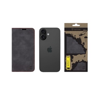 iPhone 17 TACTICAL XPROOF tok álló, bőr hatású FLIP, prémium, FEKETE