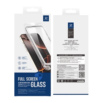 iPhone 17e / 16e DUX DUCIS ROGA képernyővédő üveg 2.5D, 9H + segédkeret, FEKETE