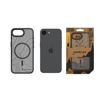 iPhone 17e / 16e TACTICAL MAGFORCE HYPERSTEALTH SIKA szilikon telefonvédő ütésállóság, topográfiai minta, FEKETE