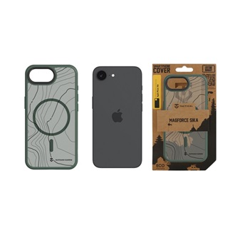 iPhone 17e / 16e TACTICAL MAGFORCE HYPERSTEALTH SIKA szilikon telefonvédő ütésállóság, topográfiai minta, SÖTÉTZÖLD