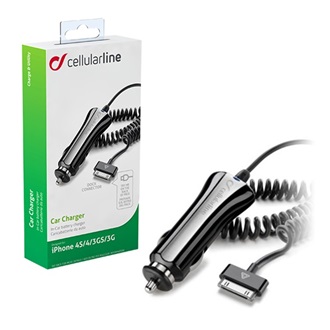 iPhone 2G CELLULARLINE autós töltő 3.5W + fix 30 pin kábel, MA591G kompatibilis, FEKETE