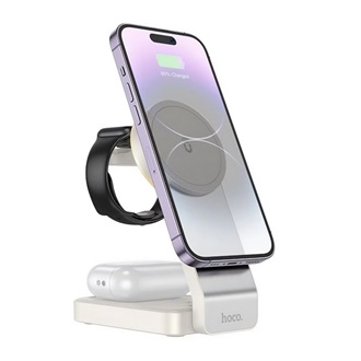 iPhone 8 4.7 HOCO CQ3 asztali töltőállvány 3in1 15W, Apple Watch töltő, FEHÉR