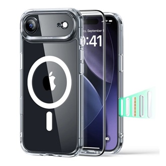 iPhone Air ESR CLASSIC HYBRID szilikon telefonvédő ütésállóság, MagSafe + képernyővédő üveg, ÁTLÁTSZÓ