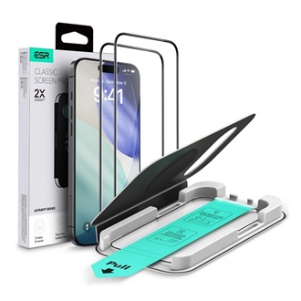 iPhone Air ESR ULTRAFIT képernyővédő üveg 2db 2.5D, 9H + segédkeret, ÁTLÁTSZÓ