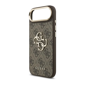 iPhone Air GUESS 4G BIG CLASSIC LOGO szilikon telefonvédő ütésállóság, bőr hatású hátlap, SÖTÉTBARNA/ARANY