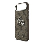 iPhone Air GUESS 4G BIG CLASSIC LOGO szilikon telefonvédő ütésállóság, bőr hatású hátlap, SÖTÉTBARNA/EZÜST