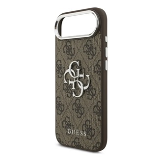 iPhone Air GUESS 4G BIG CLASSIC LOGO szilikon telefonvédő ütésállóság, bőr hatású hátlap, SÖTÉTBARNA/EZÜST