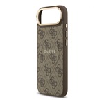 iPhone Air GUESS 4G CLASSIC LOGO szilikon telefonvédő ütésállóság, bőr hatású hátlap, SÖTÉTBARNA