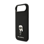 iPhone Air KARL LAGERFELD LIQUID SILICONE METAL IKONIK CASE szilikon telefonvédő ütésállóság, kameravédő, FEKETE
