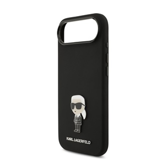 iPhone Air KARL LAGERFELD LIQUID SILICONE METAL IKONIK CASE szilikon telefonvédő ütésállóság, kameravédő, FEKETE