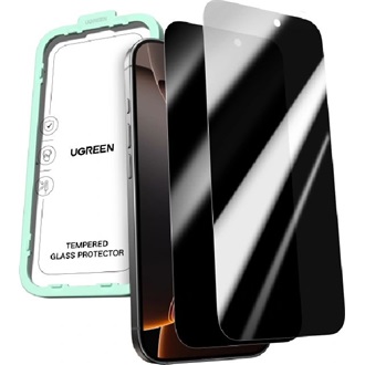 iPhone Air UGREEN SP1154 képernyővédő üveg 2db betekintés ellen, 9H + segédkeret, ÁTLÁTSZÓ